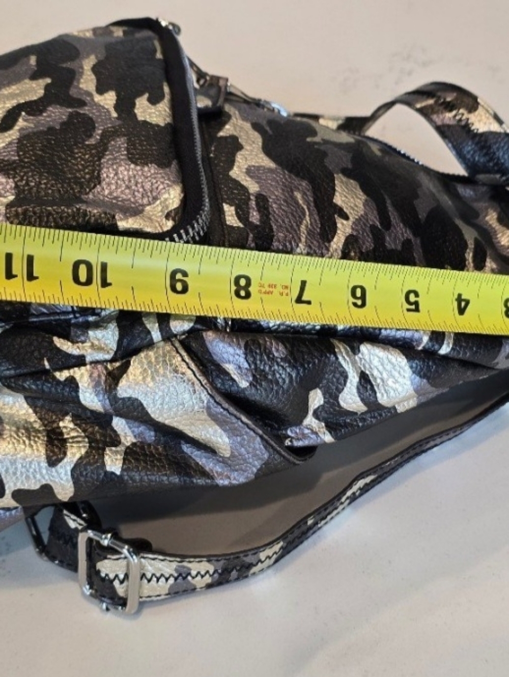 Aimee Kestenberg Becca Pebbeled Leather Metallic Camoflauge Backpack Womens - Picture 6 of 14